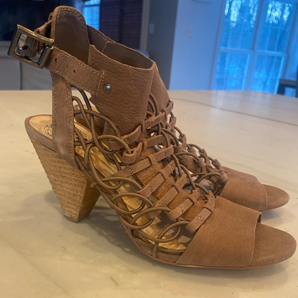 Vince Camuto Tan Woven Heeled Sandals